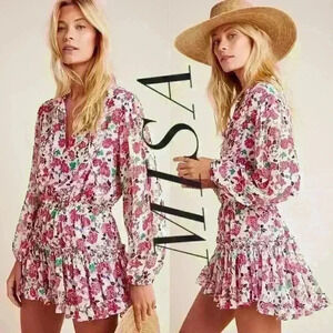 MISA Los Angeles Delilah Floral Ruffle Mini Dress